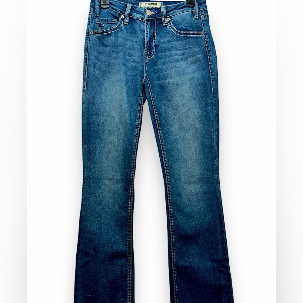 •ROCK & ROLL DENIM• Women's- Mid Rise Bootcut Extra Stretch Jeans - (Size: 26)